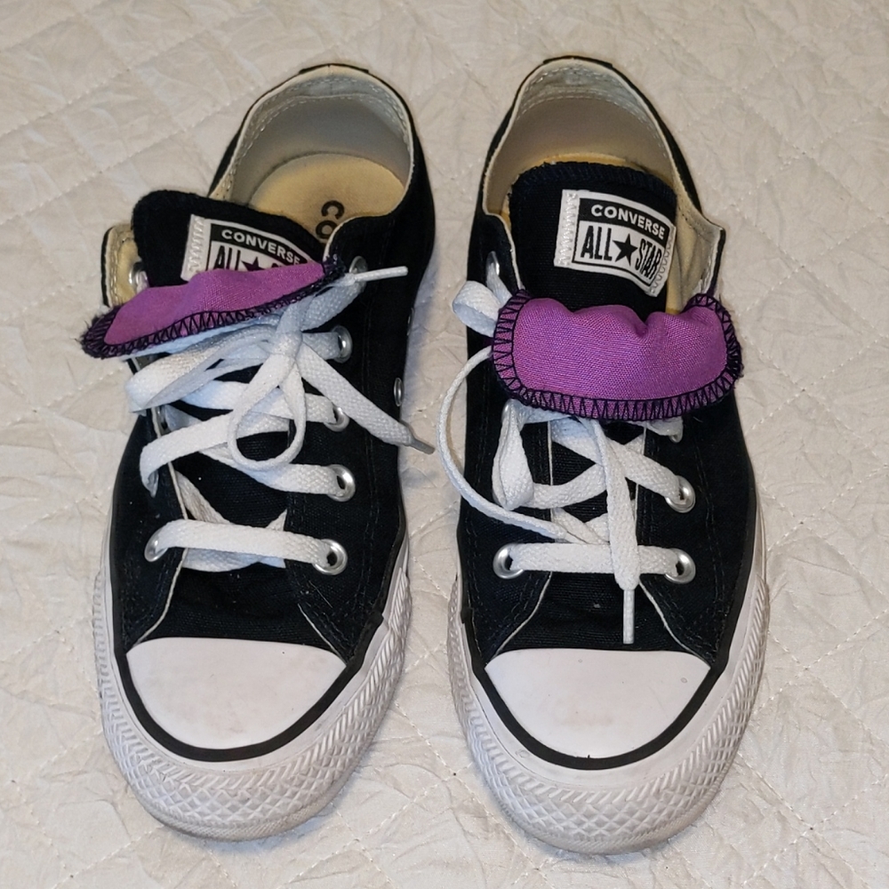 Black and Purple Converse sneakers